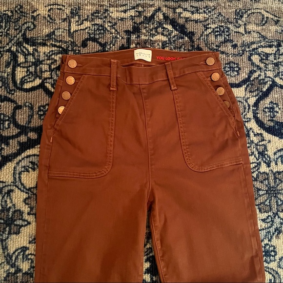 Alice + Olivia Donald Coated Skinny Jeans High Rise Waist Button Chocolate 30 - Picture 15 of 16